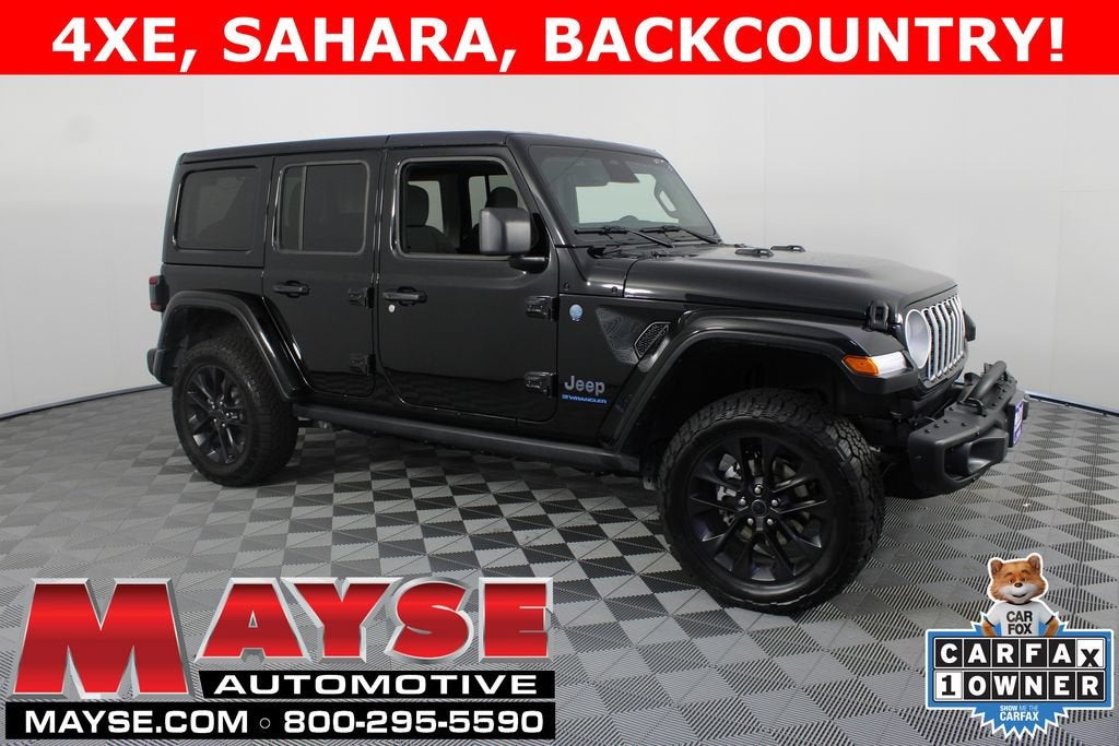 2025 Jeep Wrangler 4xe Backcountry in Black/Bc/4Xe — front three-quarter view