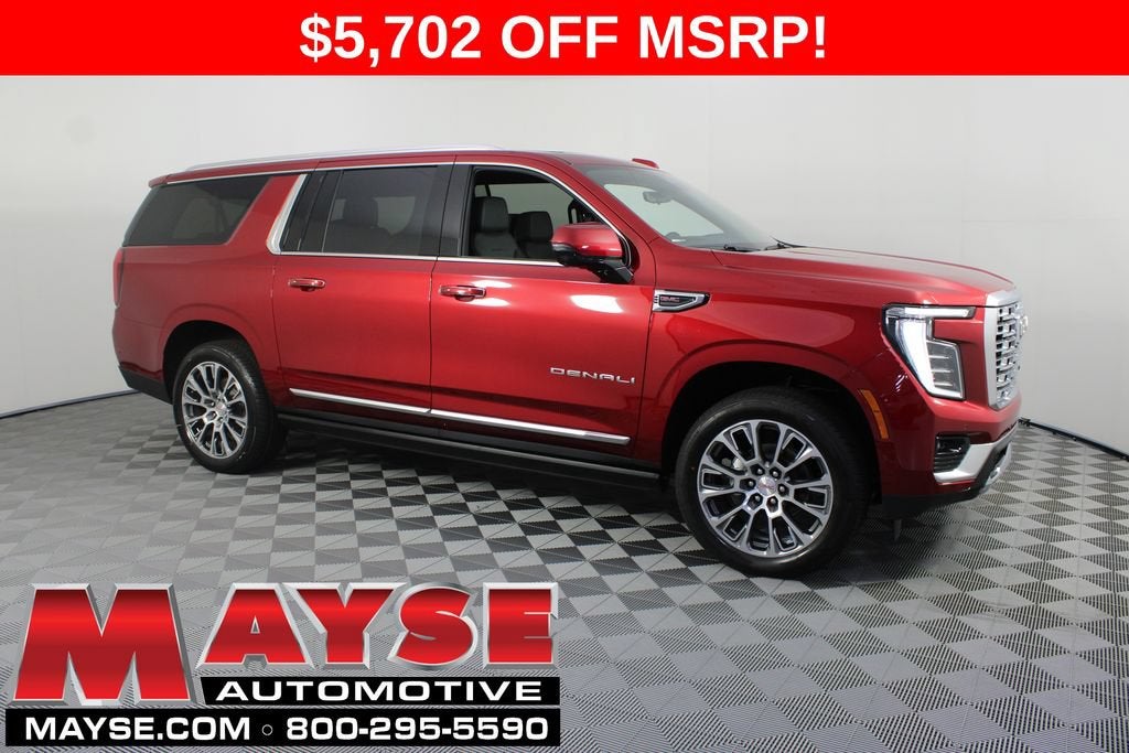2026 GMC Yukon XL Denali in Volcanic Red Tintcoat — front three-quarter view