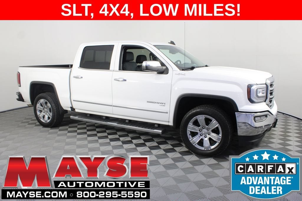 2018 GMC Sierra 1500 SLT in Summit White — front three-quarter view