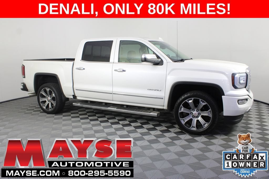 2018 GMC Sierra 1500 Denali in White Frost Tricoat — front three-quarter view