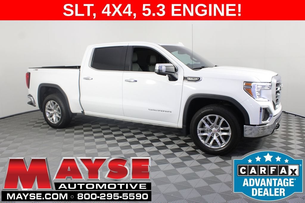 2021 GMC Sierra 1500 SLT in Summit White — front three-quarter view