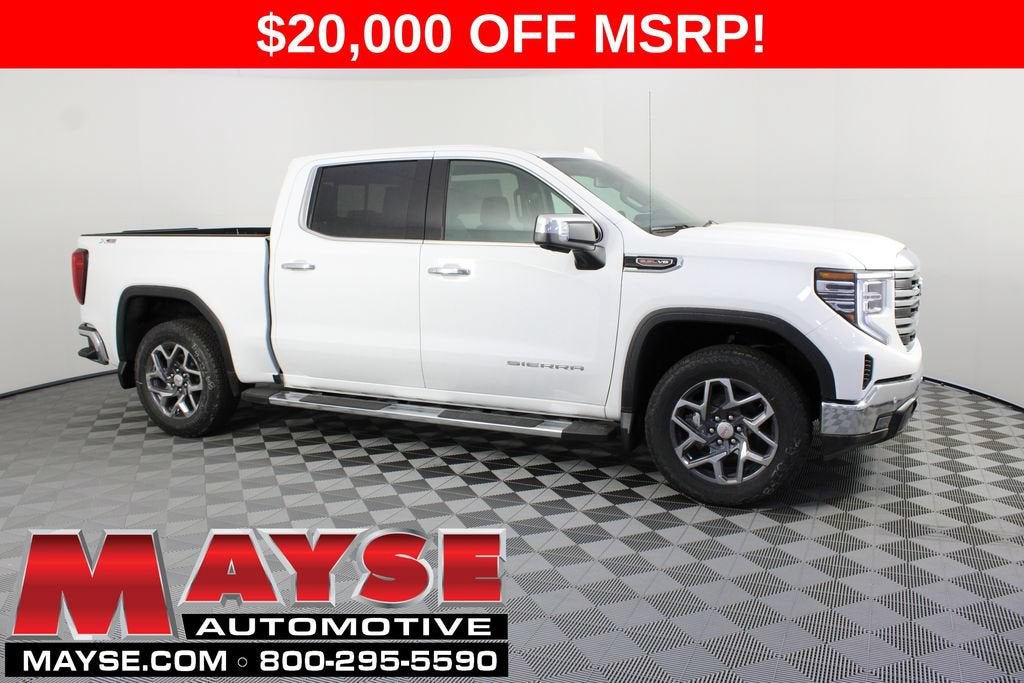 2026 GMC Sierra 1500 SLT in Summit White — front three-quarter view