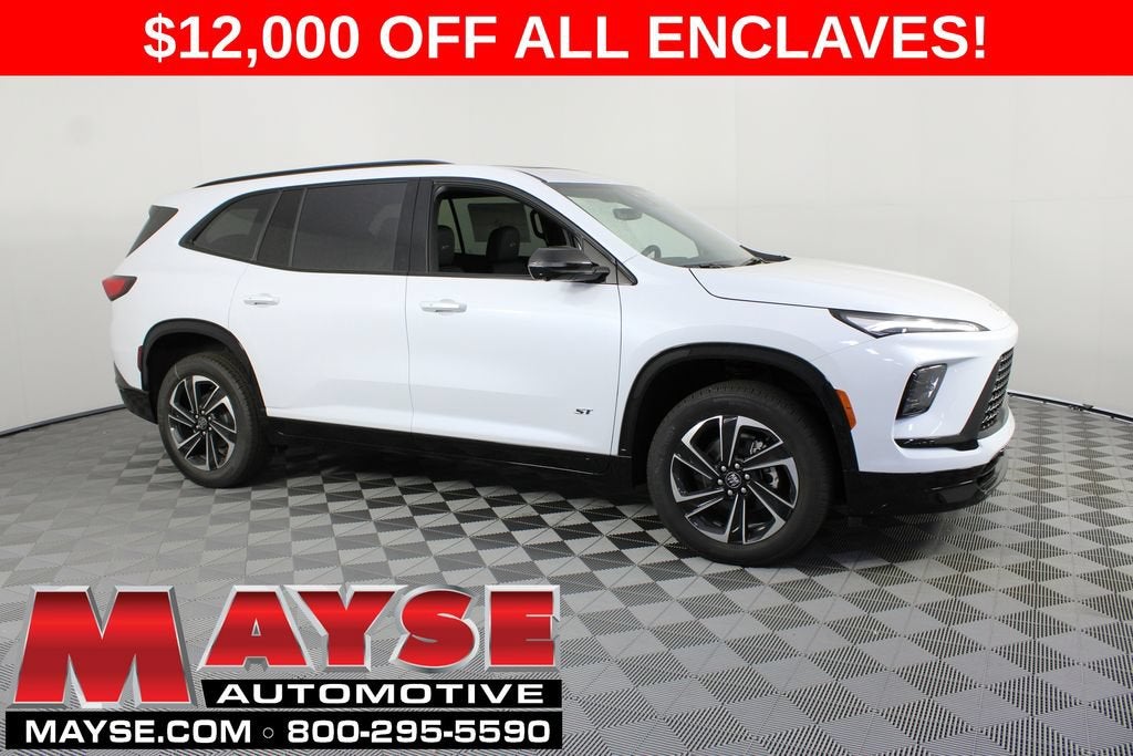 2026 Buick Enclave Sport Touring in Iridescent White Tricoat — front three-quarter view